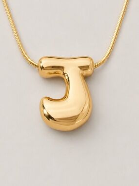 New! Gold Bubble Monogram Letter Initial Necklace NWOT